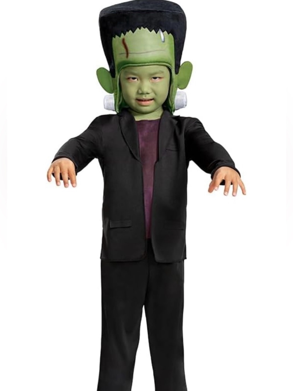 Kids Frankenstein Costume - Black Jacket & Green Mask